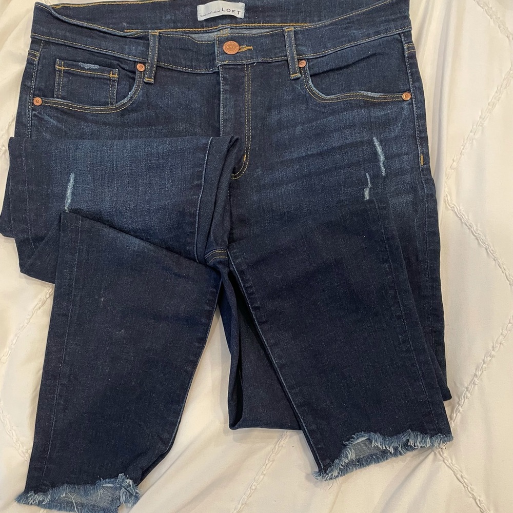 Loft frayed hem skinny jeans